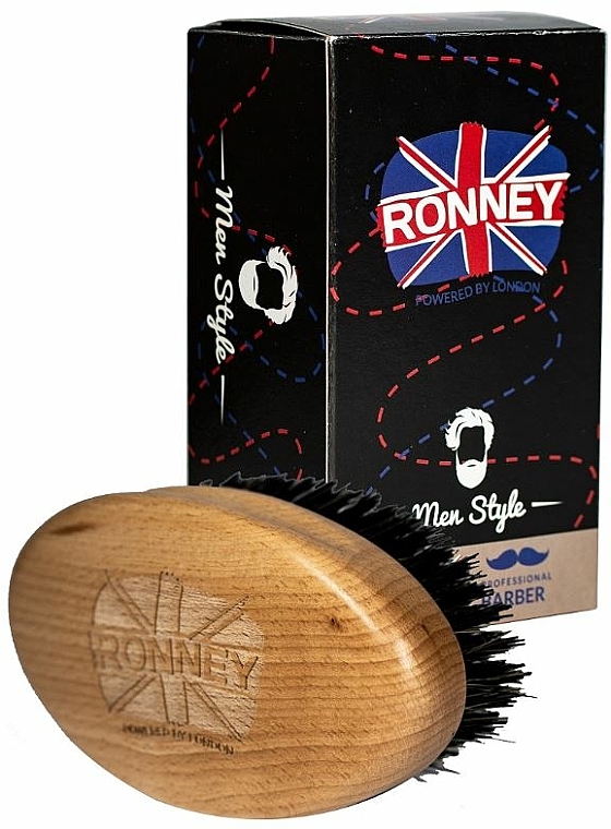 Holzbartbürste mit Naturborsten hell - Ronney Professional Barber Big Brush — Foto N2