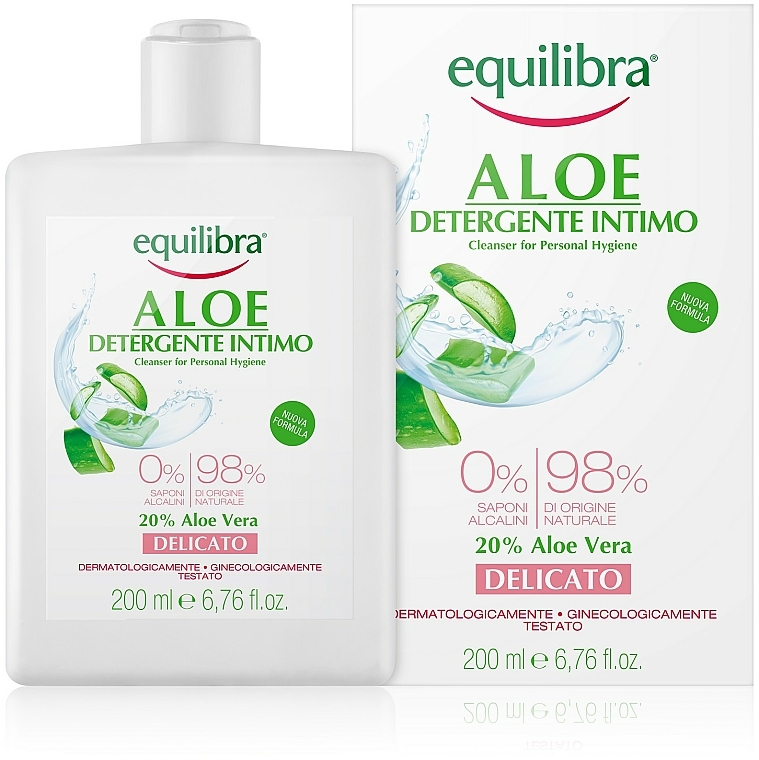 Sanftes Gel für die Intimhygiene mit Aloe Vera - Equilibra Aloe Gentle Cleanser For Personal Hygiene — Bild N1