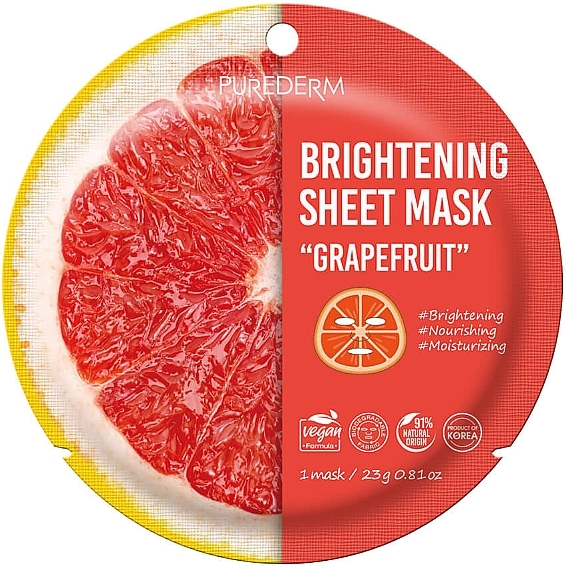 Aufhellende Tuchmaske Grapefruit - Purederm Brightening Sheet Mask	 — Bild N1