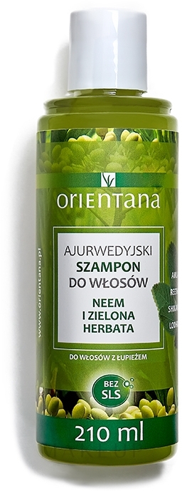 Reparierendes und pflegendes Anti-Schuppen Shampoo - Orientana Ayurvedic Shampoo Neem & Green Tea — Bild 210 ml