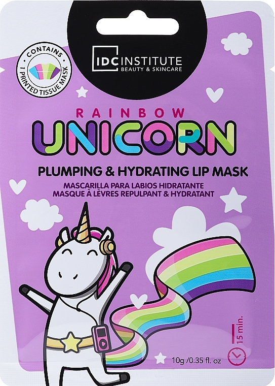 Lippenmaske - IDC Institute Rainbow Unicorn Plumping & Hydrating Lip Mask  — Bild N2