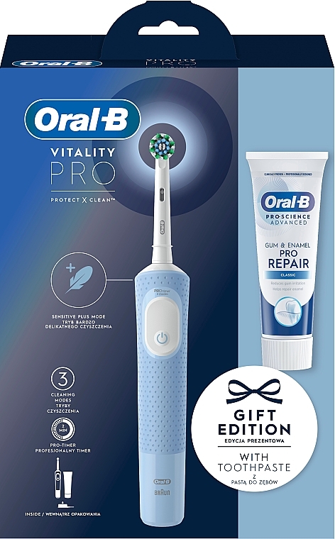 Zahnpflegeset - Oral-B Vitality Pro Blue (Zahnpasta 75ml + Zahnbürste) — Bild N1