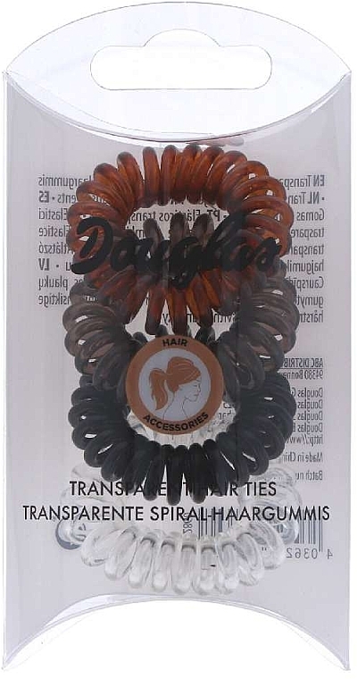 Spiralförmige Haargummis, 4 Stück, mehrfarbig - Douglas Spiral Transparent Hair Ties — Bild N1