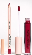 Makeup Revolution Lip Contour Kit Fierce Wine (Flüssiger Lippenstift 3ml + Lippenkonturenstift 0.8g) - Lippenset — Bild N3