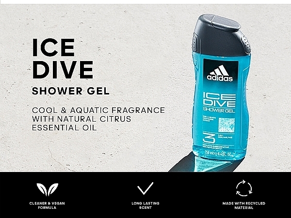 Duschgel - Adidas Ice Dive Body, Hair and Face Shower Gel — Bild N2