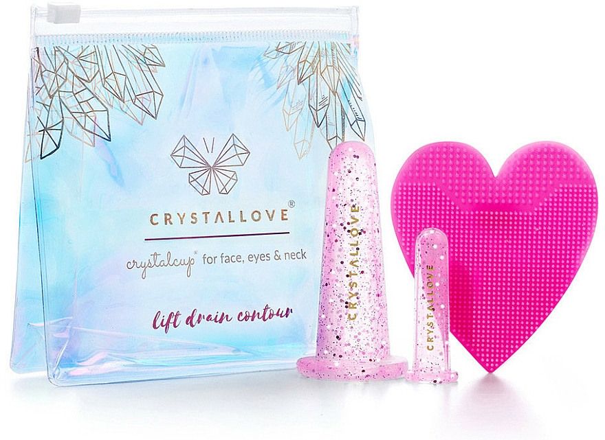 Silikon-Schröpfköpfe für Gesichts-, Hals- und Dekolleté-Massage - Crystallove Crystalcup For Face, Eyes & Neck Rose Set — Bild N1