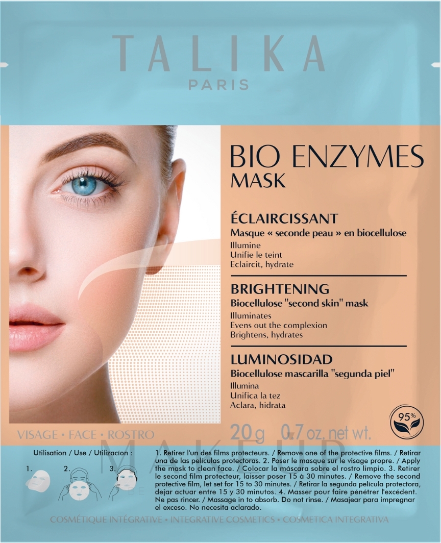 Aufhellende Tuchmaske für das Gesicht mit Bioenzymen - Talika Bio Enzymes Brightening Mask — Bild 20 g