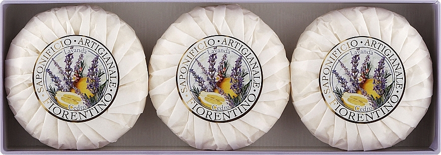 Naturseifenset Lavendel und Zeder - Saponificio Artigianale Fiorentino Capri Lavender & Cedar (Seife 3St. x100g) — Bild N2
