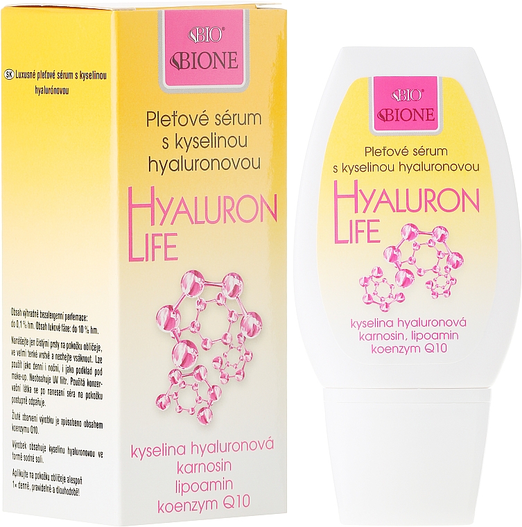 Feuchtigkeisspendendes Gesichtsserum mit Hyaluronsäure und Coenzym Q10 - Bione Cosmetics Facial Serum With Hyaluronic Acid — Bild N1