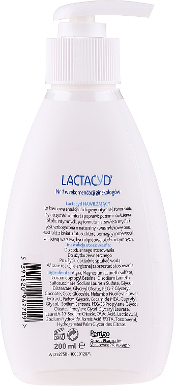 Schützende und feuchtigkeitsspendende Emulsion für die Intimhygiene - Lactacyd Moisturizing (mit Pumpenspender) — Bild N2