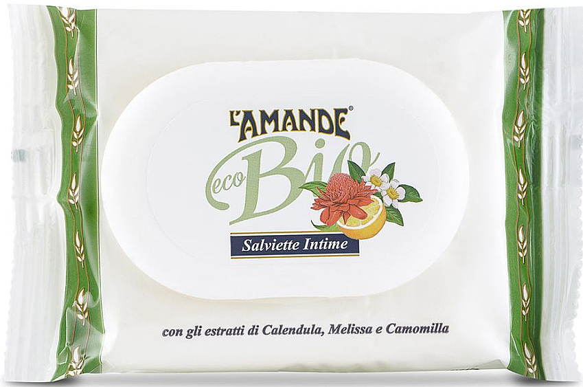 Feuchttücher für die Intimhygiene mit Ringelblumen-, Melissen- und Kamillenextrakt 20 St. - L'Amande Eco Bio Intimate Wipes — Bild N1