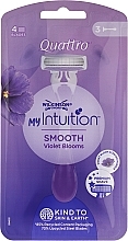 Einwegrasierer für Damen 3 St. - Wilkinson Sword My Intuition Quattro Smooth Violet Bloom — Bild N2