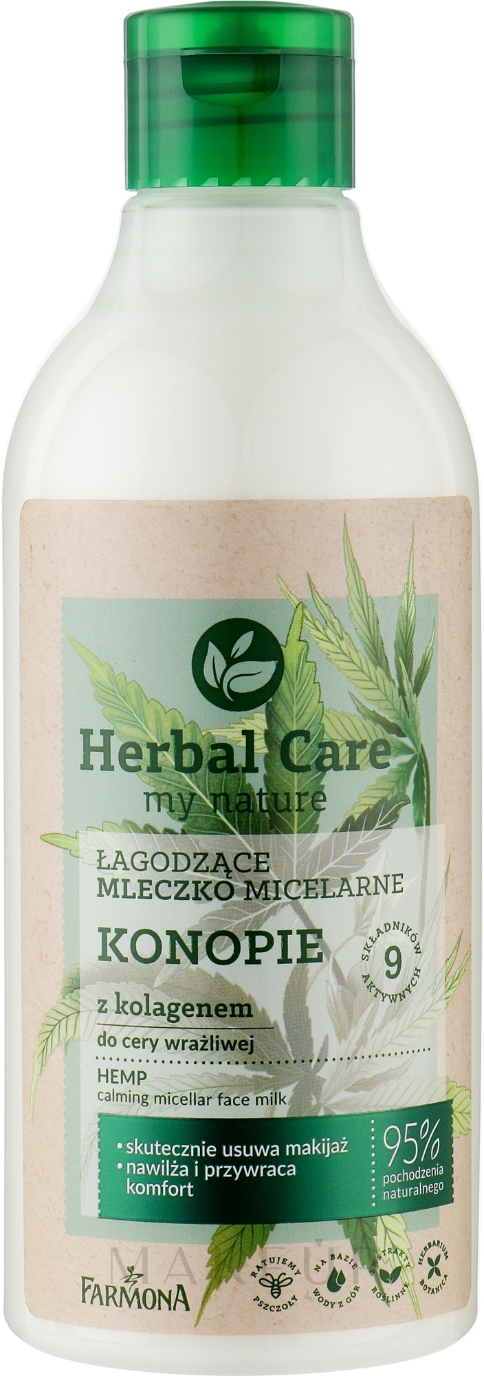 Mizellenmilch für das Gesicht mit Hanf und Kollagen - Farmona Herbal Care — Bild 400 ml
