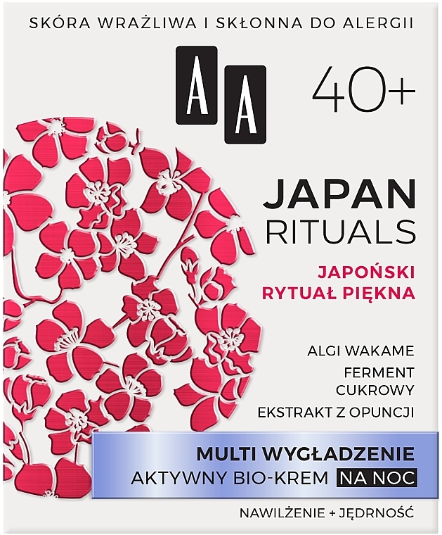 Glättende Nachtcreme mit Wakame-Algen und Kaktusfeigenextrakt 40+ - AA Japan Rituals 40+