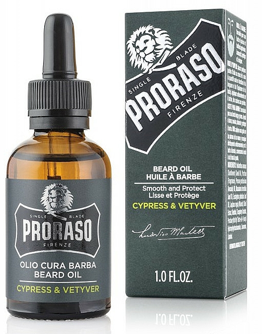 Bartöl mit Zypresse und Vetiver - Proraso Cypress & Vetyver Beard Oil — Bild N1