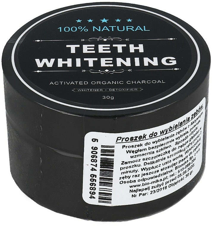 100% Natürliches aufhellendes Zahnpulver mit Aktivkohle - Biomika Natural Teeth Powder