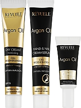 Gesichtspflegeset - Revuele Argan Oil Gift Set (Tagescreme für das Gesicht 50ml + Serum für Hände und Nägel 50ml + Augenkontur-Elixier 25ml) — Bild N2