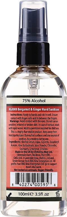 Händedesinfektionsmittel mit Bergamotte und Ingwer - Royal Botanic Gardens Kew Bergamot & Ginger Hand Sanitiser — Bild N2