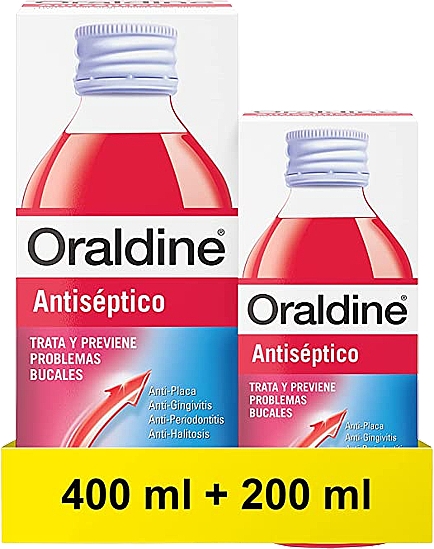 Set - Oraldine Antiseptico (mouthwash/400ml + mouthwash/200ml) — Bild N1