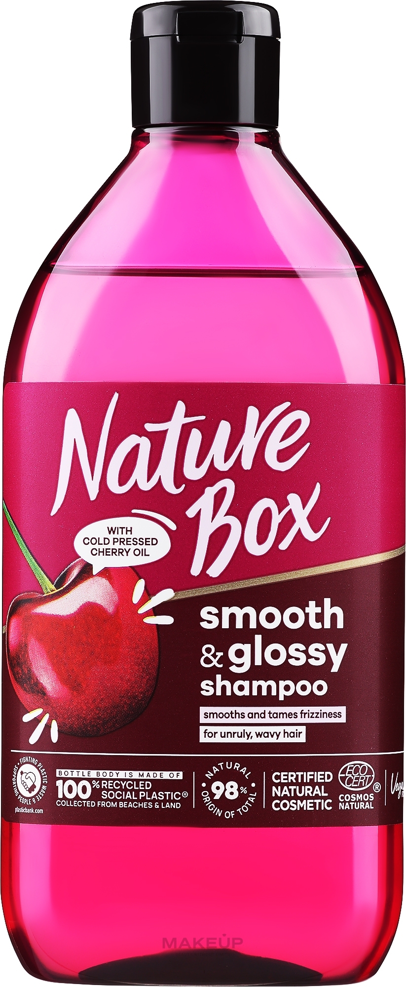 Glättendes Shampoo für widerspenstiges und welliges Haar - Nature Box Cherry Oil Smoothness Shampoo — Bild 385 ml