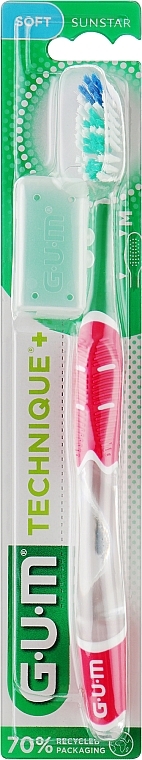 Zahnbürste weich Technique+ rosa - G.U.M Soft Regular Toothbrush — Bild N1