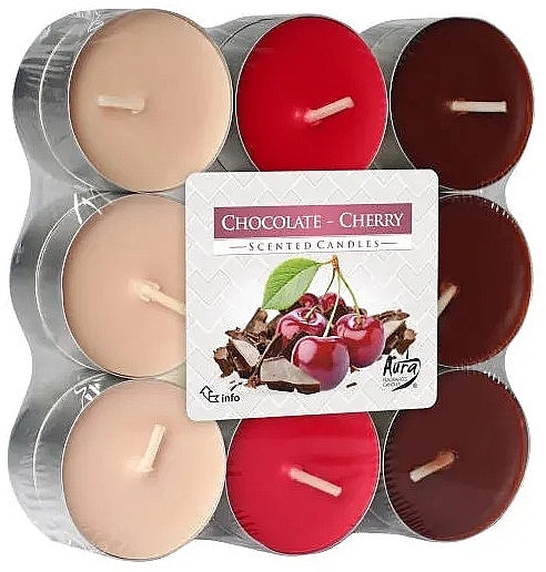Teekerzen Schokolade und Kirsche 18 St. - Bispol Chocolate Cherry Scented Candles — Bild N1