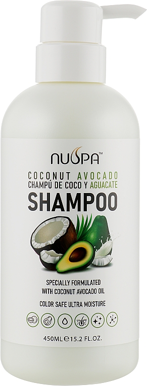Sulfatfreies Haarshampoo mit Kokosnuss und Avocado - Clever Hair Cosmetics Nuspa Coconut Avocado Shampoo — Bild N1