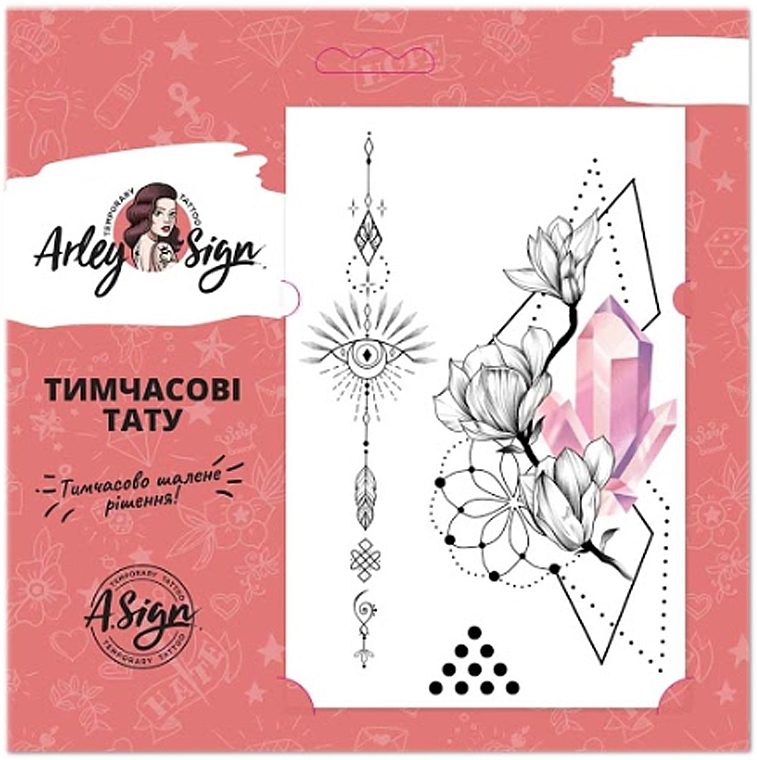 Flash-Tattoo Rosa Diamant - Arley Sign — Bild N1