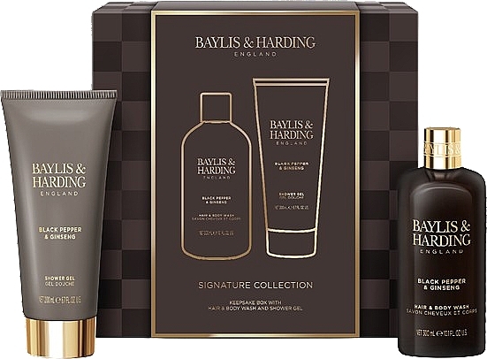 Haar- nd Körperpflegeset - Baylis & Harding Black Pepper & Ginseng Men's Luxury Bathing Duo Gift Set (Shampoo 300ml + Duschgel 200ml) — Bild N2