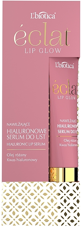 Regenerierendes Lippenserum mit Hyaluronsäure und Rosenöl - L'biotica Eclat Lip Glow Moisturizing Lip Serum With Rose Oil — Bild N1