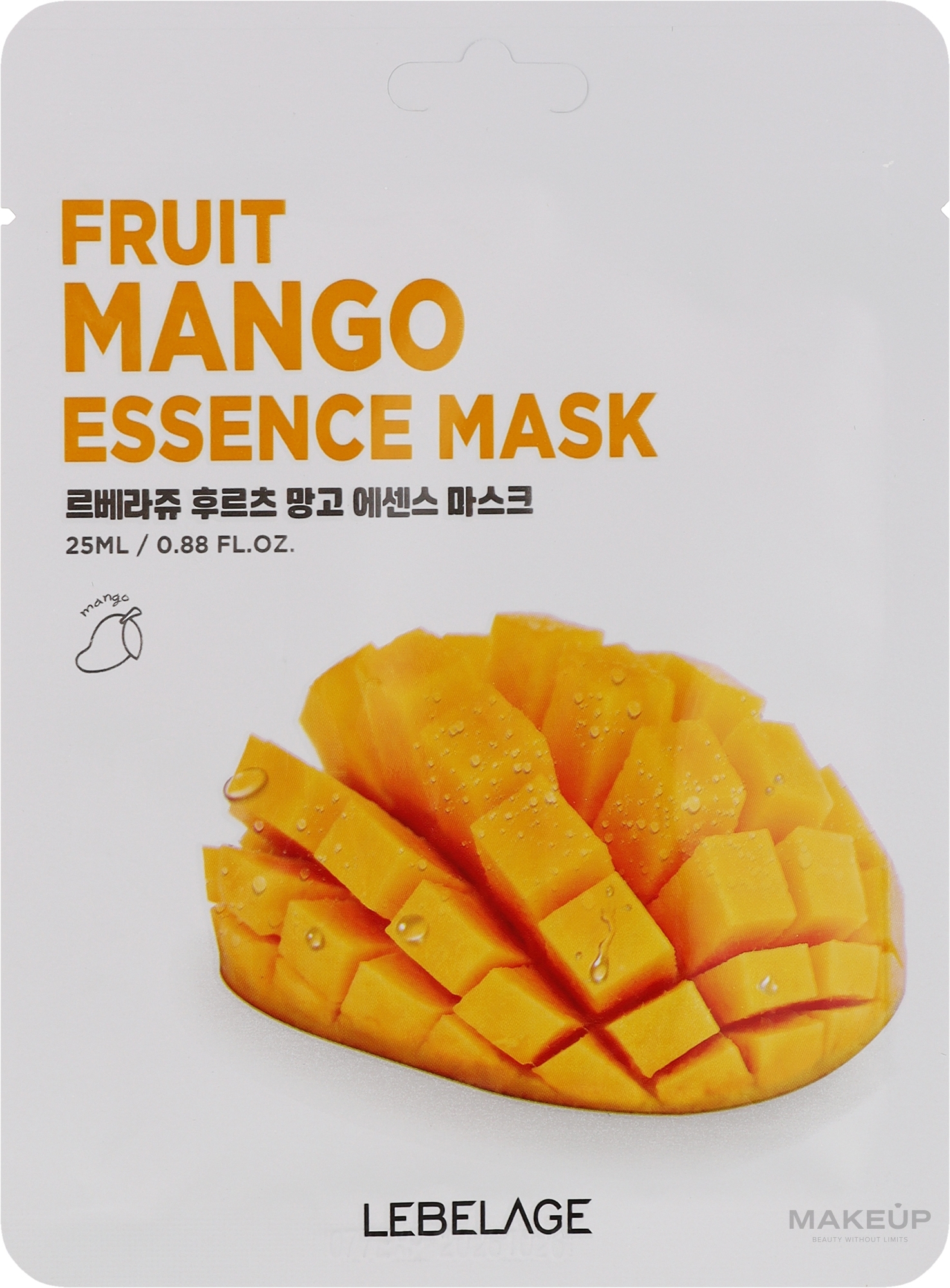 Tuchmaske für das Gesicht mit Mangoextrakt - Lebelage Fruit Mango Essence Mask  — Bild 25 ml