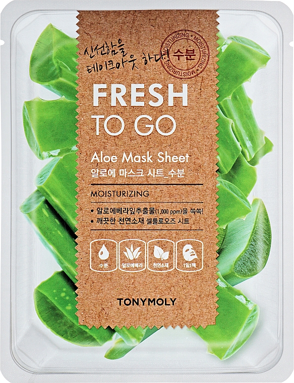 Feuchtigkeitsspendende und erfrischende Tuchmaske für das Gesicht mit Aloe - Tony Moly Fresh To Go Mask Sheet Aloe — Bild N1