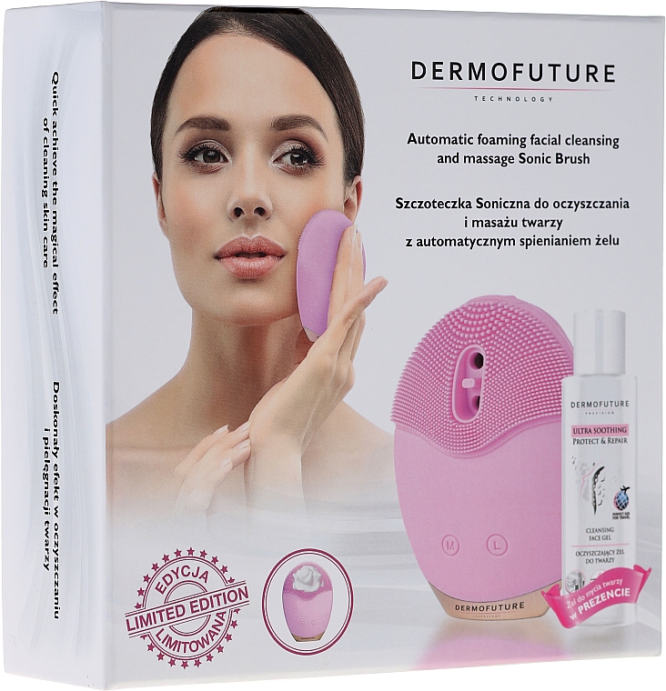 Gesichtspflegeset - Dermofuture (Schallbürste rosa + Gesichtsreinigungsgel 150ml) — Bild N1