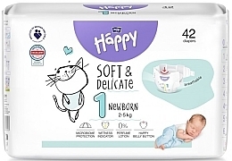 Düfte, Parfümerie und Kosmetik Babywindeln 2-5 kg Größe 1 Newborn 42 St. - Bella Baby Happy Soft & Delicate 