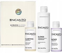 Haarpflegeset - Encanto Ultimate Blonde Straightening Treatment Kit (Shampoo 100ml + Haarbehandlung 200ml + Leave-in Lotion 100ml) — Bild N1