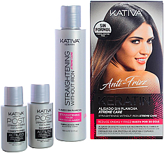 Düfte, Parfümerie und Kosmetik Haarpflegeset - Kativa Anti-Frizz Straightening Without Iron Xtreme Care (Haarmaske 150ml + Shampoo 30ml + Conditioner 30ml)