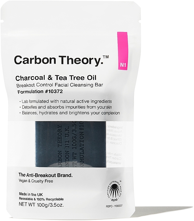 Reinigende Kohleseife für Problemhaut - Carbon Theory Facial Cleansing Bar — Bild N1