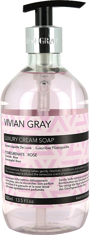 Sanfte flüssige Handseife mit Granatapfel- und Rosenduft - Vivian Gray Luxury Cream Soap Pomegranate & Rose — Bild N1