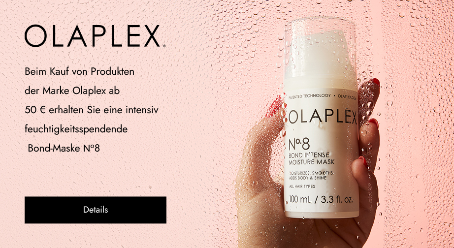 Beim Kauf von Produkten der Marke Olaplex ab 50 € erhalten Sie eine intensiv feuchtigkeitsspendende Bond-Maske №8