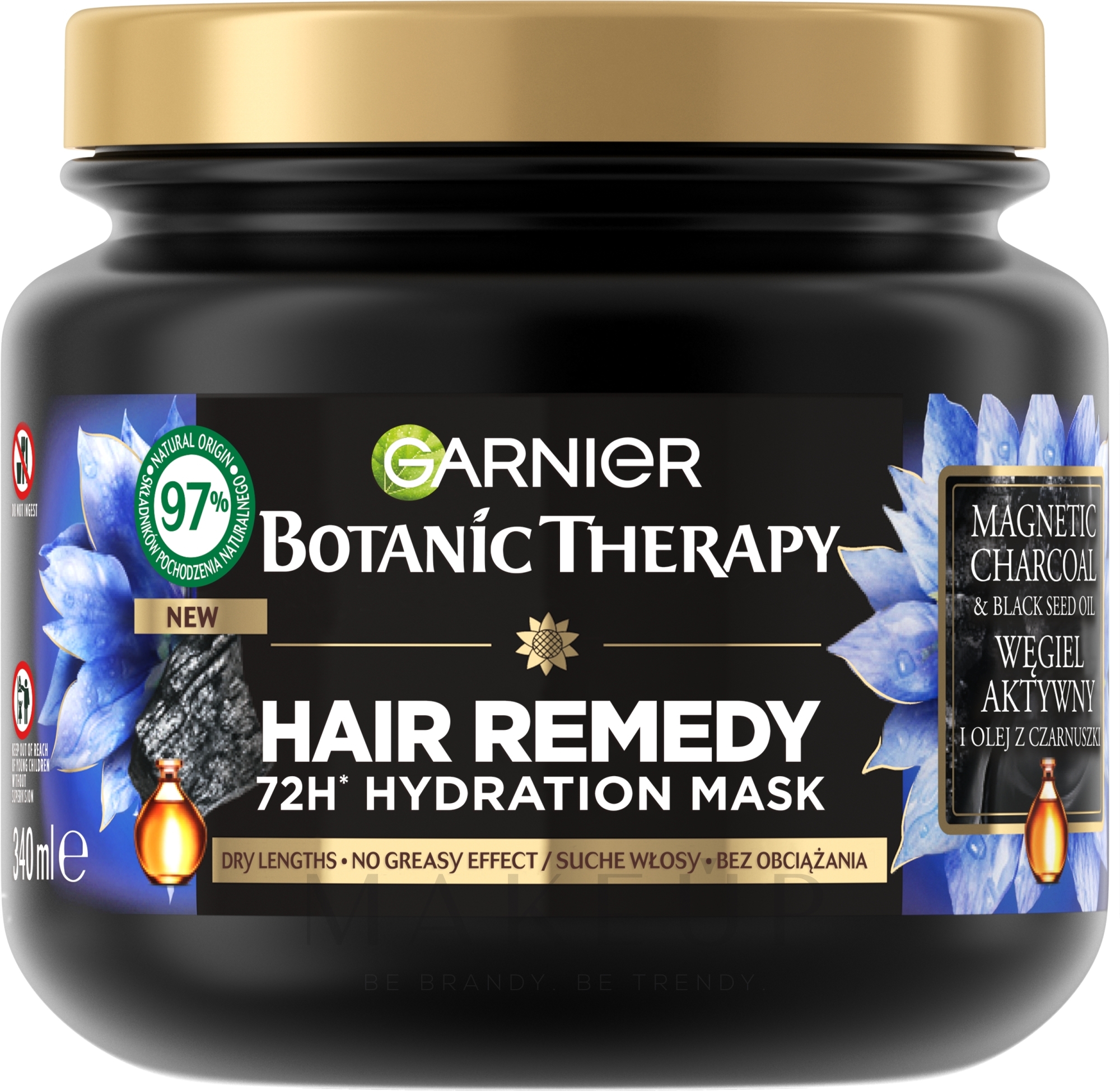 Haarmaske mit Aktivkohle und Schwarzkümmelöl - Garnier Botanic Therapy Hair Remedy 72H Hydration Mask — Bild 340 ml