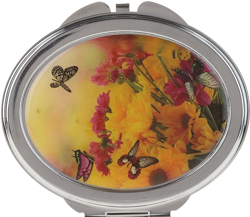 Kosmetischer Taschenspiegel Schmetterlinge 85451 gelb-rote Blumen - Top Choice — Bild N1