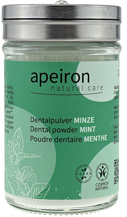 Dentalpulver Minze ohne Fluor - Apeiron Dental Powder Mint — Bild N1