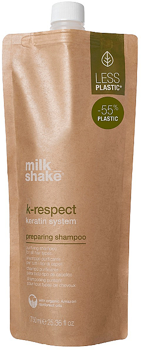 Feuchtigkeitsspendendes und regenerierendes Haarshampoo mit Keratin, Murumuru-Butter und Milchproteinen - Milk Shake K-Respect Preparing Shampoo — Bild N1