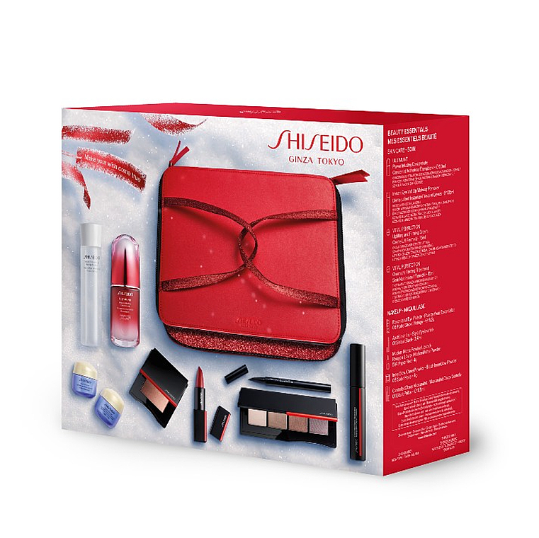 Make-up Set - Shiseido Christmas Blockbuster Beauty Essentials (Gesichtskonzentrat 50ml + Augen- und Lippen-Make-up-Entferner 125ml + Gesichtscreme 15ml + Gesichtscreme für die Nacht 15ml + Mascara 11.5ml + Lidschatten-Palette 5.2g + Eyeliner 0.4ml + Gesi — Bild N1
