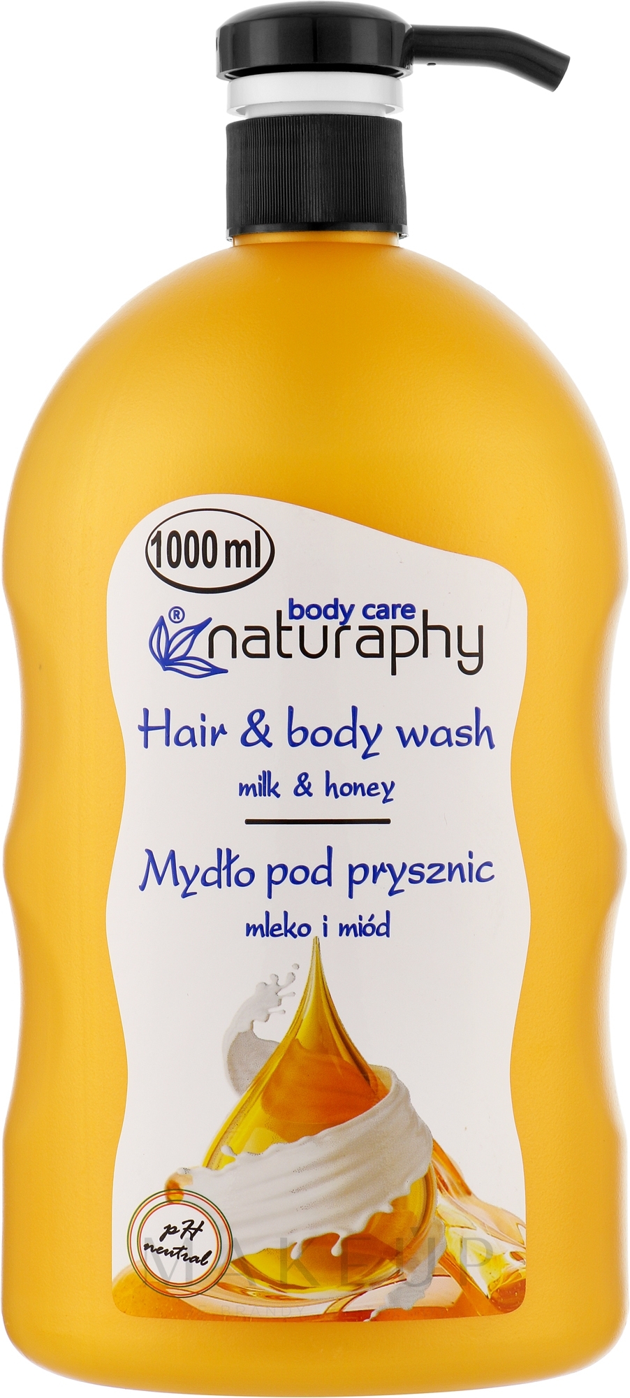 Duschgel für Haar und Körper Milch & Honig mit Aloe Vera-Extrakt - Naturaphy Hair & Body Wash — Bild 1000 ml