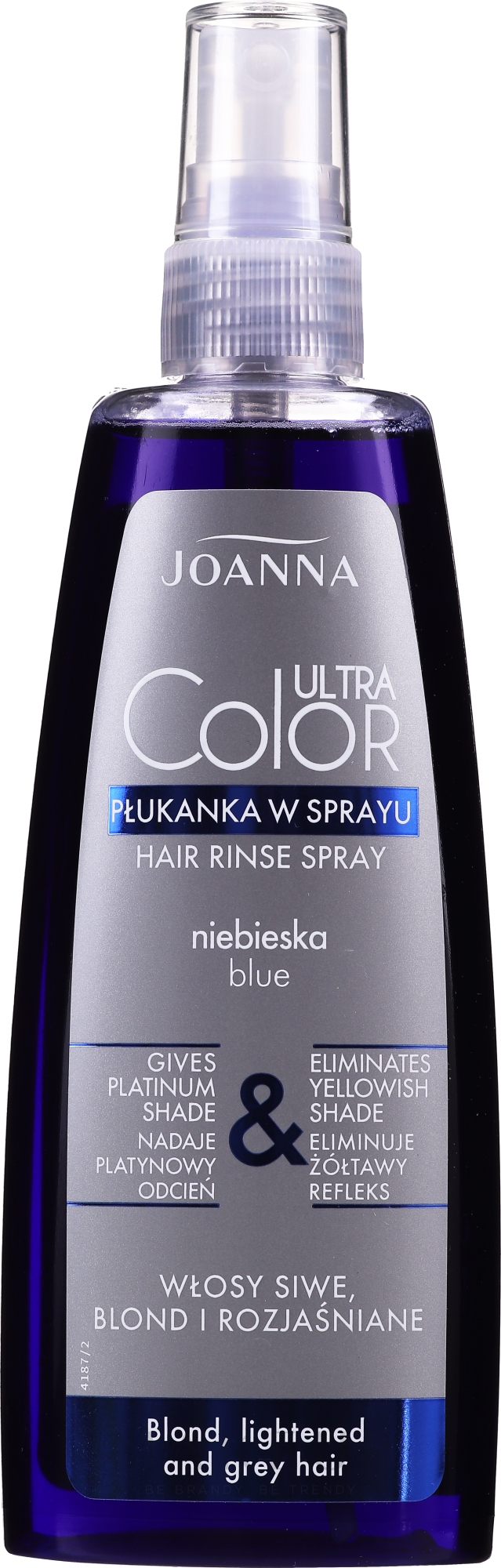 Haarspray ohne Auswaschen blau für graues, blondes und aufgehelltes Haar - Joanna Ultra Color System Hair Rinse Spray Blue — Bild 150 ml