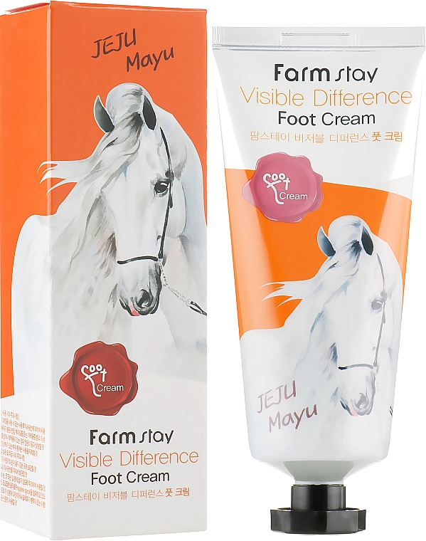 Fußcreme mit Pferdeöl - FarmStay Jelu Mayu Visible Difference Foot Cream