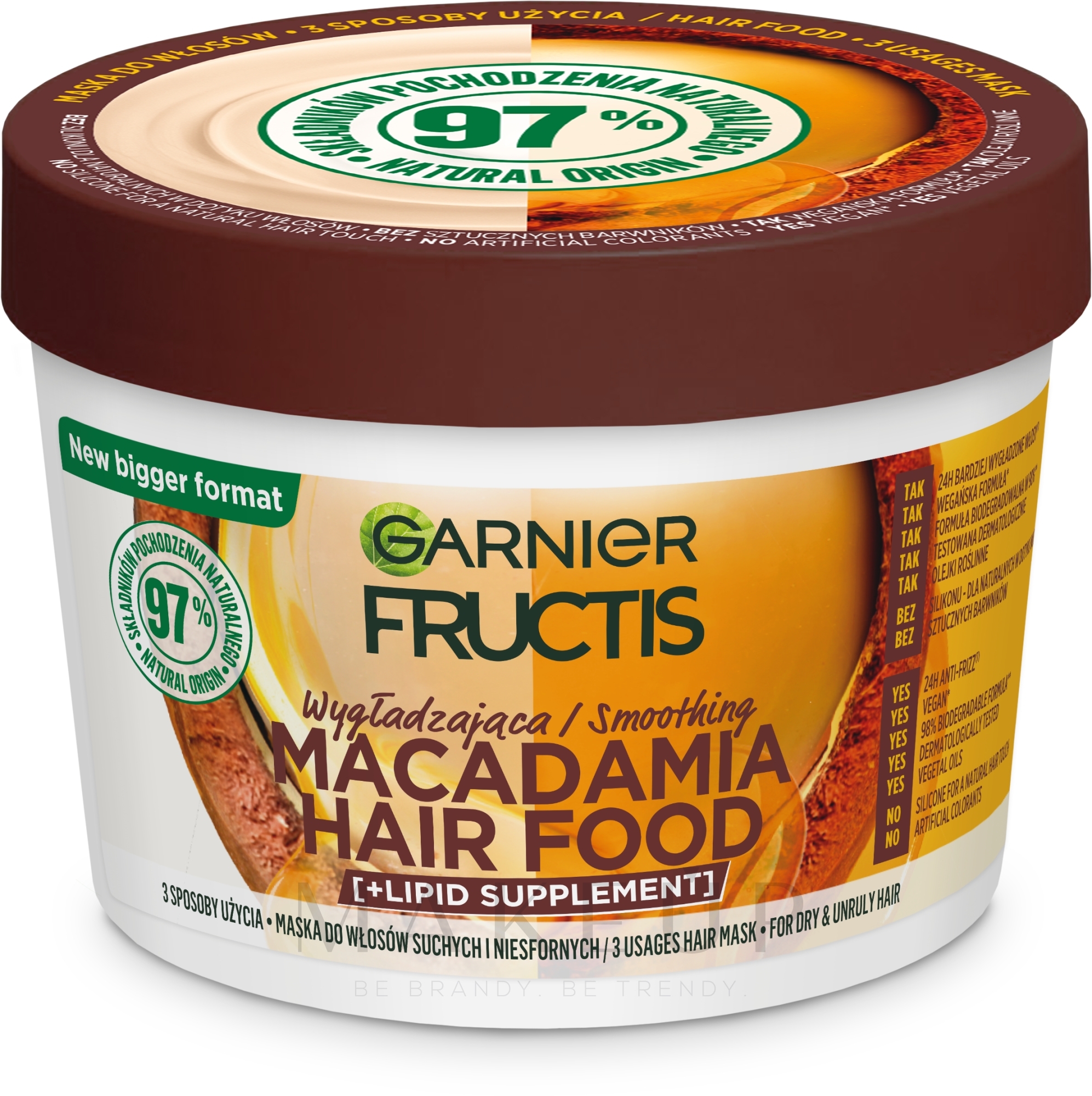 Feuchtigkeitsspendende Maske mit Macadamia für trockenes und widerspenstiges Haar - Garnier Fructis Macadamia Hair Food Mask — Foto 400 ml
