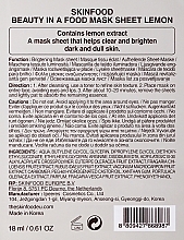Erfrischende und feuchtigkeitsspendende Tuchmaske mit Zitronenextrakt - SkinFood Beauty in a Food Mask Sheet Lemon — Bild N2