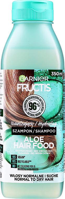 Feuchtigkeitsspendendes Shampoo mit Aloe Vera für normales und trockenes Haar - Garnier Fructis Aloe Hair Food Shampoo 96% — Bild N1